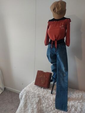 Revolt Jeans Blue Distressed Thigh Wide Leg Denim Jeans Juniors Size 5